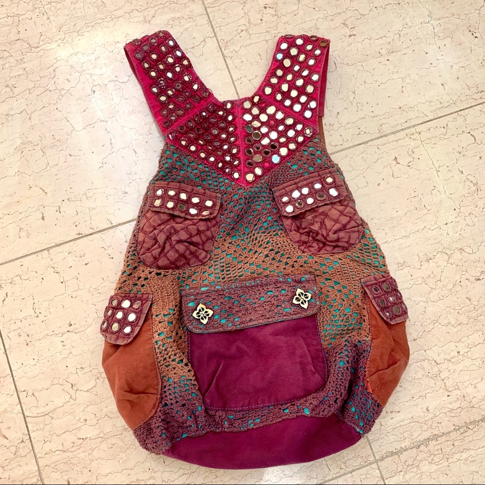 Free People Boho Netted Mirrored BackPack